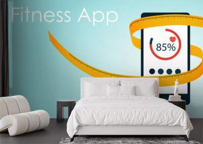 Tailor's tipe around smart phone, fitness app concept Wall mural