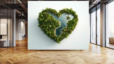 Planet Earth in shape of heart. Earth Day or sustainable concept. AI Generated. Wall mural