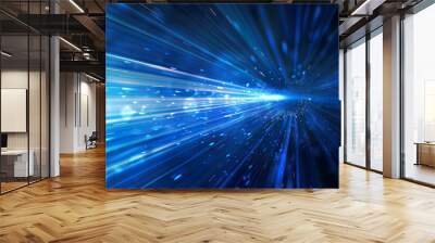 A blue light with white streaks is shown,, generative ai image Wall mural