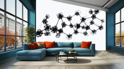 A colorful line of shapes and dots that look like a bunch of molecules, generative ai image Wall mural