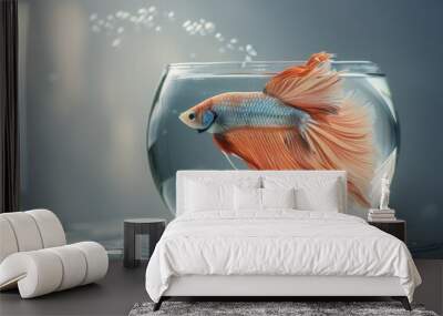 A fish in a glass bowl with water, generative ai image Wall mural