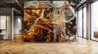 A splash of soda with ice cubes in it, generative ai image Wall mural