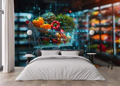 Digital hologram shopping cart Wall mural