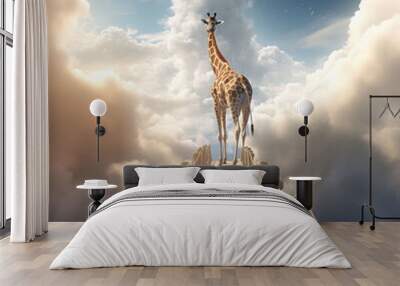 giraffe animal on a white background w Wall mural