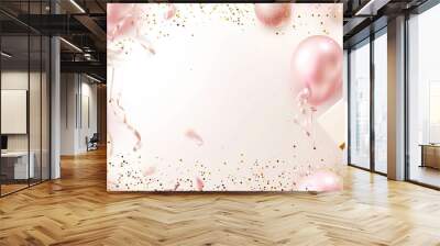 Holiday celebration background with pink Gold balloons Wall mural