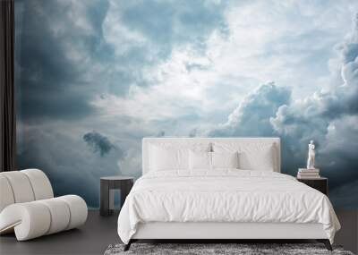 Panorama view of overcast sky. Dramatic gray Wall mural