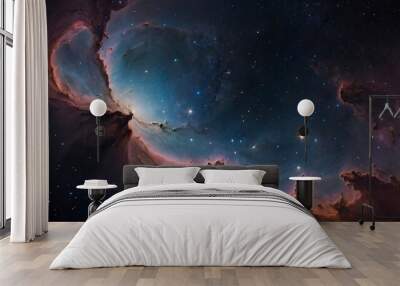 equirectangular projection space background with nebula and stars Wall mural