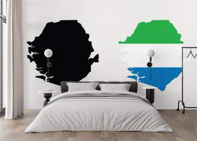 Vector Sierra Leone Map. Map of Sierra Leone with National Flag.
 Wall mural