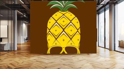 creepy vector illustration of a pineapple skull Wall mural