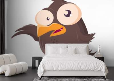 funny cartoon bird is presenting something Wall mural