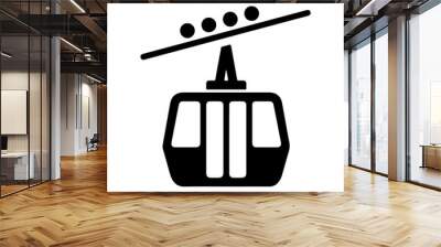 Ski lift icon, black. Vector and glyph Wall mural