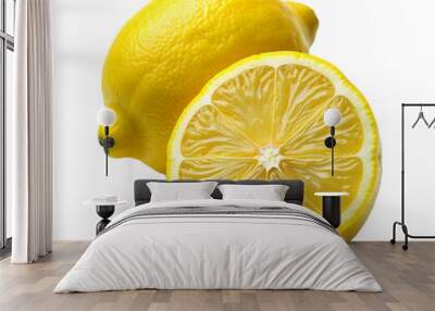 Composition with lemons isolated on transparent background  Wall mural