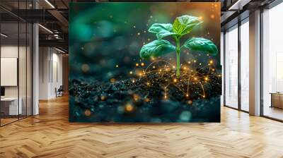 harmony of nature and technology: sustainable seed planting and digital technology fusion in uhd ima Wall mural