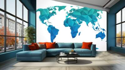 blue polygonal world map vector Wall mural