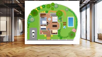 House with garden layout, vector Wall mural