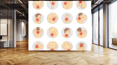 pain vector set, man body parts Wall mural