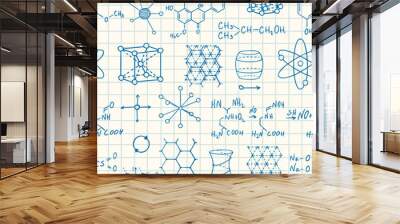 science chemistry and physics seamless vector pattern Wall mural