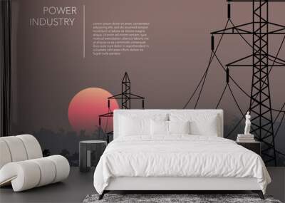 Transmission towers landscape background vector Wall mural