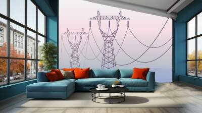 Transmission towers landscape background vector Wall mural