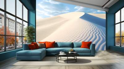 A mirage, translucent, barely visible on the horizon of sand dunes in the desert Wall mural