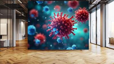 Antibodies attack and destroy the coronavirus 3D style illustration Wall mural