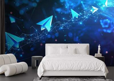 Background with telegram logos, abstract Wall mural