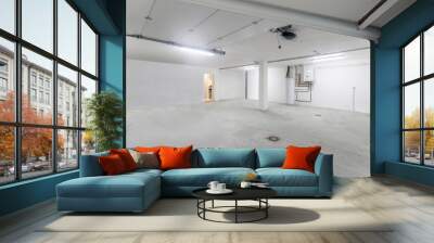 Interior of the empty garage in the residential house. Wall mural