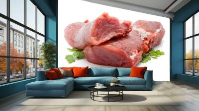 Pieces of fresh raw pork tenderloin Wall mural