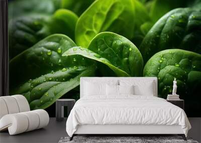  Photograph Of Spinach Leaf Natural Light, Generative AI Wall mural