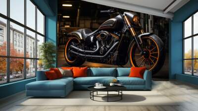 Breakout with custom paint and pinstriping, showcasing the artistry in motorcycle customization, Generative AI Wall mural