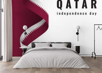 Qatar independence day celebration banner with ribbon Wall mural