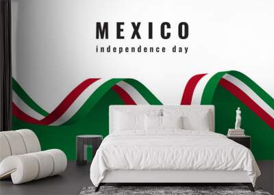 Viva Mexico background with ribbon Independence day vector Wall mural