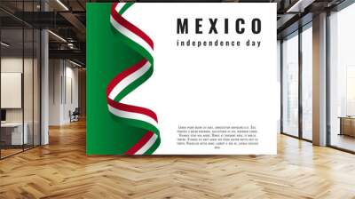 Viva Mexico background with ribbon Independence day vector Wall mural