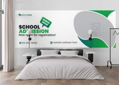 School admission facebook cover design, back-to-school social media banner, online education banner ads template. Wall mural