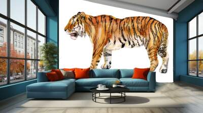 Watercolor realistic tiger  Wall mural