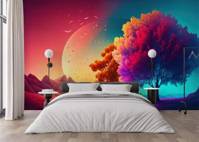 natural Colorful background - fantasy Illustration, Generative AI Wall mural