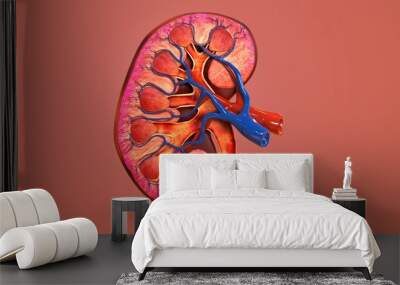 human kidney cross section 3d illustration Wall mural