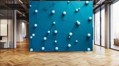 Abstract technology atom polygon science networking blue background communication data connect tech dot Wall mural