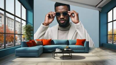 american man style portrait fashionable african model jacket american black fashion stylish Wall mural