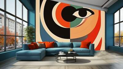 art red design circle eye retro illustration poster abstract vintage. Generative AI. Generative AI Wall mural