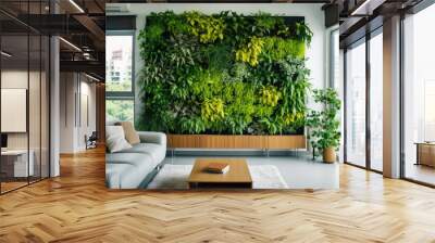 Background foliage gardening leaf environment plant interior modern decorative vertical nature green wall design Wall mural