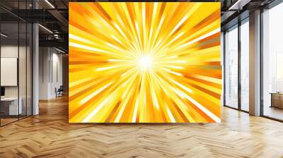 Background illustration explosion abstract sunlight ray burst yellow shiny light sun beam wallpaper Wall mural