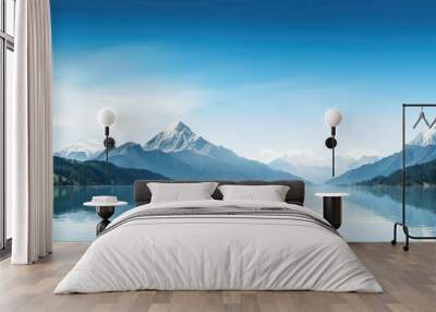 Beauty snow water blue panorama lake landscape mountains view nature scenery sky Wall mural