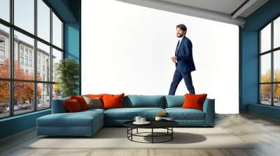 business man with a beard in full growth goes on an isolated background Wall mural