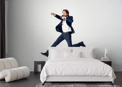 businessman jumping in the air Wall mural