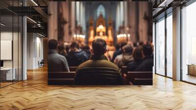 Catholic Cathedral: A Holy Sanctuary of Faith and Worship, Filled with Praying Person's Hope, Spiritual Culture, and Belief in God's Presence Wall mural