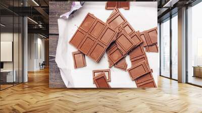 chocolate sweets delicacy dessert wooden table cake Wall mural