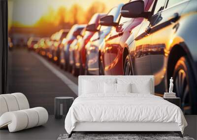 City lot road auto row street traffic cars vehicle automotive automobile transportation Wall mural