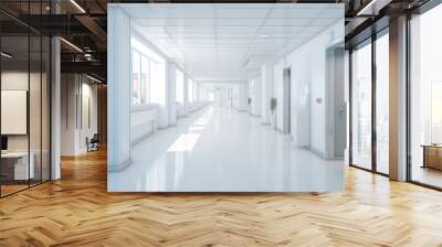 Clinic corridor modern door clean medicine health background hall indoor empty interior hospital room Wall mural