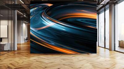 Colorful swirls on dark background abstract artistic design with orange and blue elements for travel, business, and fashion concepts Wall mural